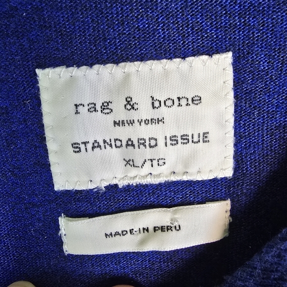 RAG & BONE Men's Navy Cobalt Colorblock Long Sleeve Flame Jersey Sweatshirts XL - Picture 6 of 12